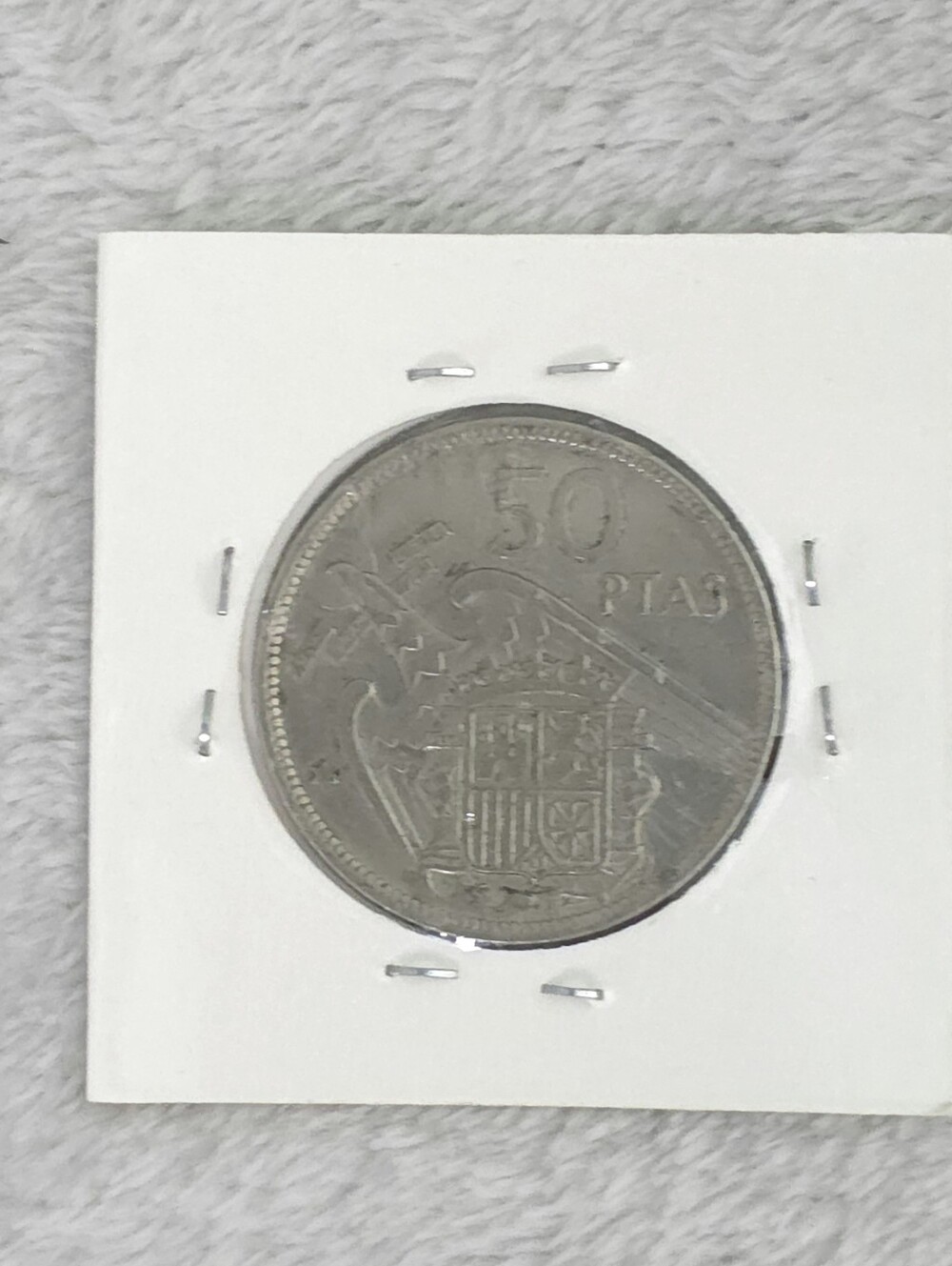 1957 Spain 50 Pesetas UNA GRANDE LIBRA on edge Coin